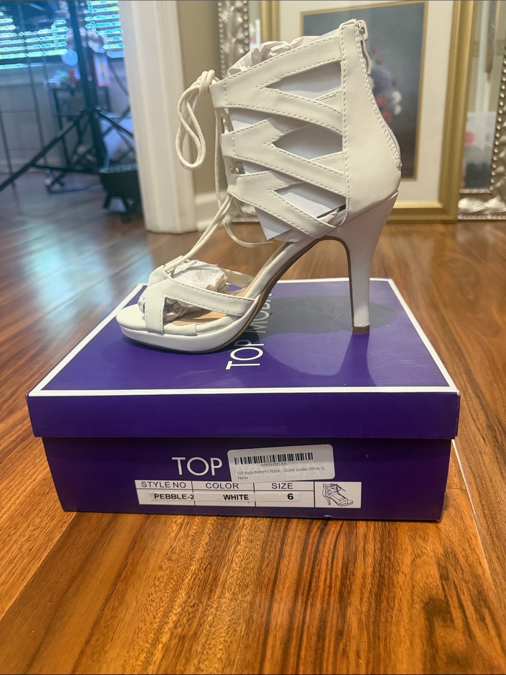 TOP Moda White Lace-Up Cutout High Heel Sandal
